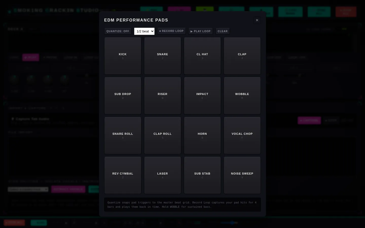 16-pad EDM performance grid